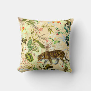 Vintag Moderne Blume Tiger Dschungel Tropisch Kissen