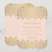 Vintag Moderne Gold Spitzen Elegantes Brautparty Einladung (Vorne/Hinten)