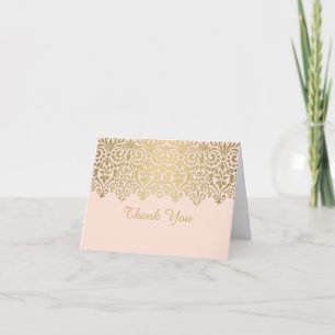 Vintag Moderne Goldene Spitzen Elegante Bridal Dankeskarte