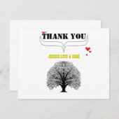 Vintag-Moderne Niedliche Swirl Tree Wedding Vielen Dankeskarte (Vorne/Hinten)