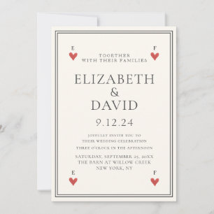 Vintag Moderne Spielkarten Herz Einfache Hochzeit Einladung