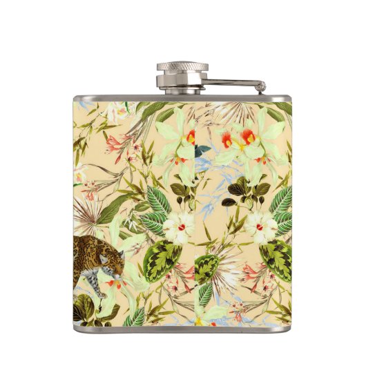 Vintag Moderner Blume Tropischer Jungle Flachmann (Rückseite)