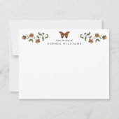 Vintag Moderner Blumengarten Grüne Butterfly Mitteilungskarte (Vorderseite)