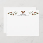 Vintag Moderner Blumengarten Grüne Butterfly Mitteilungskarte (Vorne/Hinten)