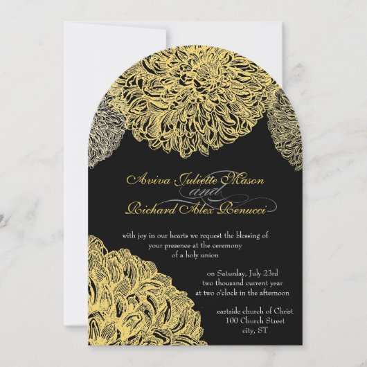 Vintag-Modernes Chrysanthemum Einladung (Vorderseite)