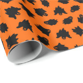 Vintag Modernes Halloween-Orange-Geist Geschenkpapier (Rolleneckpunkt)