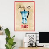 Vintag Moka Coffee Maker Italienischer Retro Poster (Heimbüro)