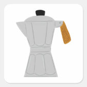 Vintag Moka Pot Kaffeemaschine Retro Espresso Quadratischer Aufkleber (Vorderseite)