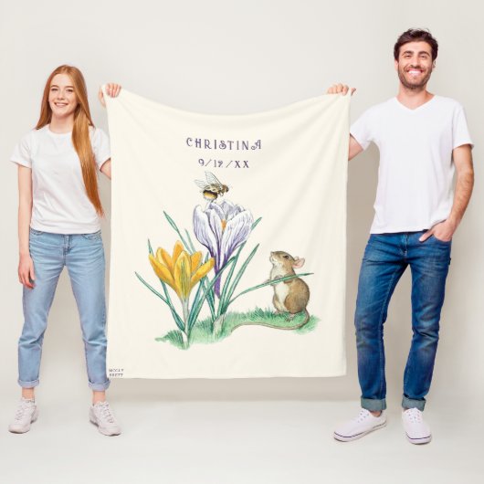 Vintag Molly Brett Nature Mouse Crocus Bee Fleecedecke (Beispiel)