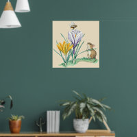 Vintag Molly Brett Nature Mouse Crocus Bee