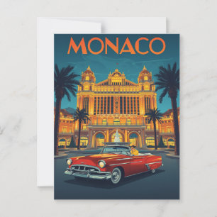 Vintag Monaco Monte Carlo Postkarte