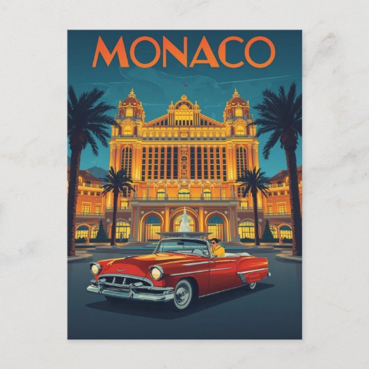 Vintag Monaco Monte Carlo Postkarte (Vorderseite)