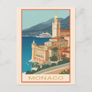 Vintag Monaco Monte Carlo Postkarte