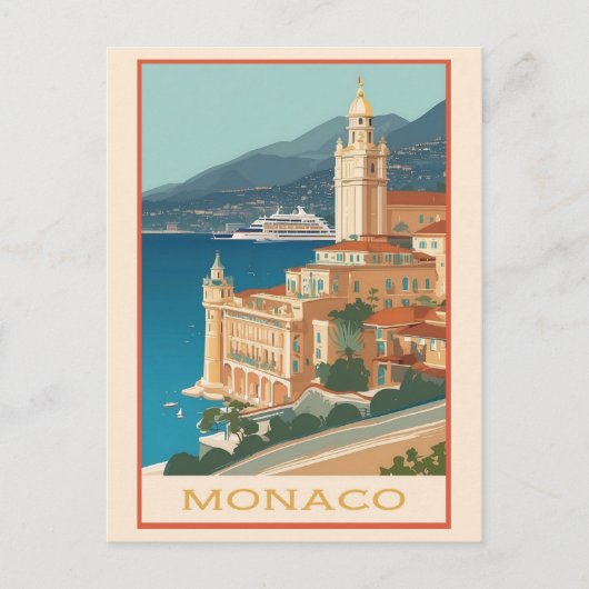 Vintag Monaco Monte Carlo Postkarte (Vorderseite)