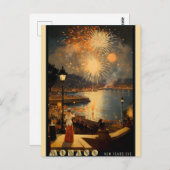 Vintag Monaco Silvester Feuerwerk Postkarte (Vorne/Hinten)