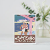 Vintag Monte Carlo Beach Postkarte (Stehend Vorderseite)