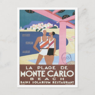 Vintag Monte Carlo Beach Postkarte