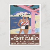 Vintag Monte Carlo Beach Postkarte (Vorderseite)
