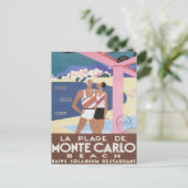 Vintag Monte Carlo Beach Postkarte (Stehend Vorderseite)