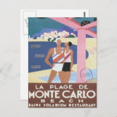 Vintag Monte Carlo Beach Postkarte (Vorne/Hinten)