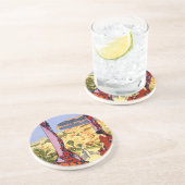 Vintag Monte Carlo Monaco Sandstone Untersetzer (Seite)