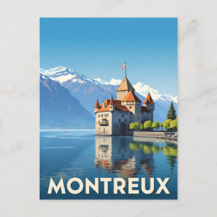 Vintag Montreux Schweiz Postkarte