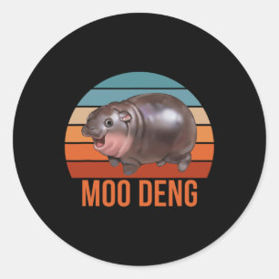 Vintag Moodeng Hippo Famous Ba Runder Aufkleber