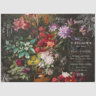 Vintag Moody Florals und Ephemera Decoupage Seidenpapier