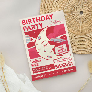 Vintag Moon Geburtstagsparty Einladung