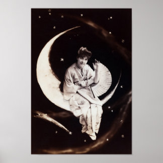 Vintag Moon Lady Poster