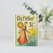 Vintag Moon Man Halloween Grüße Postkarte (Stehend Vorderseite)