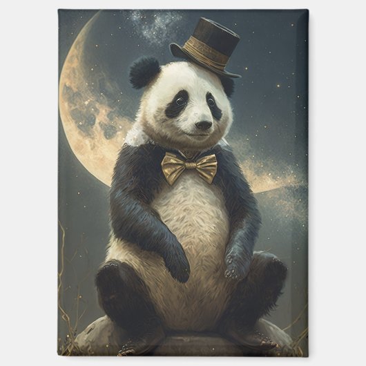 Vintag Moon Panda Bear Magnet (Vorderseite)