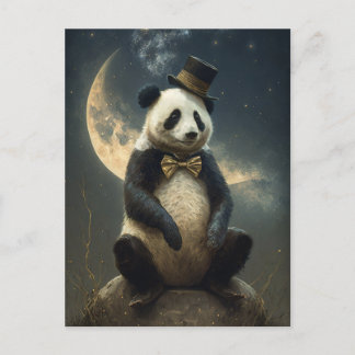 Vintag Moon Panda Bear Postkarte