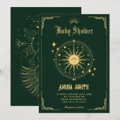 Vintag Moon Sun boho Art Symbol Babydusche Einladung (Vorne/Hinten)