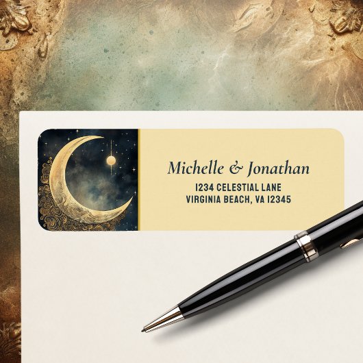 Vintag Moon, Sun, Stars Celestial Hochzeitadresse