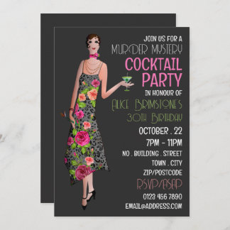 Vintag Mord Mystery Cocktail Party, Geburtstag Einladung