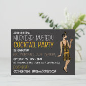 Vintag Mord Mystery Cocktail Party, Geburtstag Einladung (Stehend Vorderseite)