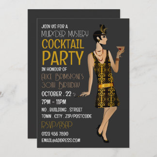 Vintag Mord Mystery Cocktail Party, Geburtstag Einladung