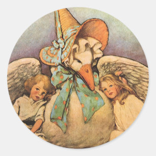 Vintag Mother Goose Children Jessie Willcox Smith Runder Aufkleber