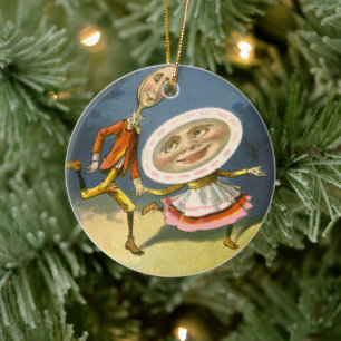 Vintag Mother Goose Kinderzimmer Rhyme Hey Diddle Keramikornament