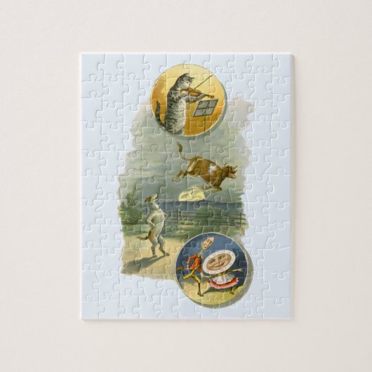 Vintag Mother Goose Kinderzimmer Rhyme Hey Diddle Puzzle (Vertikal)