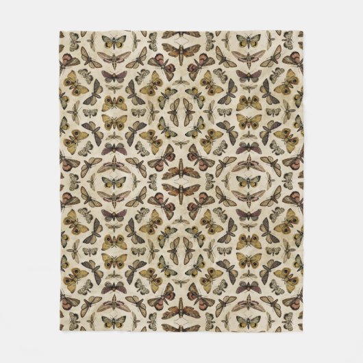 Vintag Moths Fleece Blanket (Vorderseite)