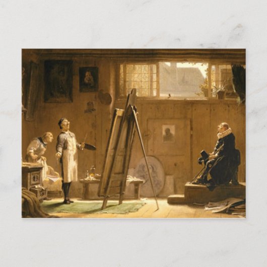 Vintag Motive - Portrait Painter - Spitzweg Postkarte (Vorderseite)