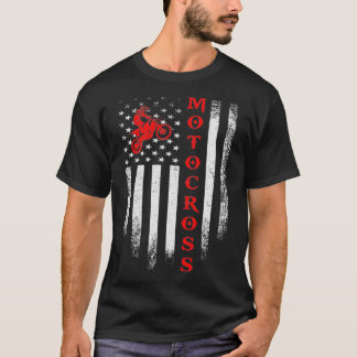 Vintag Motorcross Dirt Bike American Flag Patrick T-Shirt