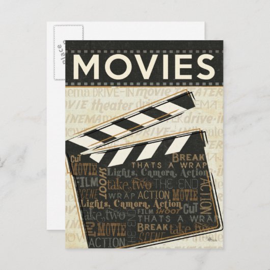 Vintag Movie Clapper Postkarte (Vorne/Hinten)