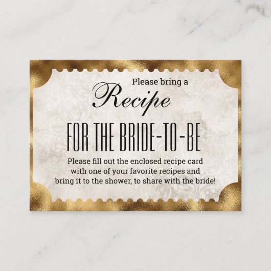 Vintag Movie Ticket Brautparty Rezept Begleitkarte (Vorderseite)