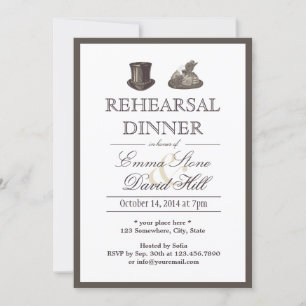 Vintag Mr. and Mrs. Hats Elegante Probe Dinner Einladung