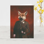 Vintag Mr Fox Greetings Card Karte (Gelbe Blume)