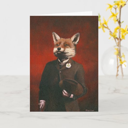 Vintag Mr Fox Greetings Card Karte (Gelbe Blume)