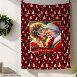 Vintag Mr. & Mrs. Claus Blanket Perfect Christmas Fleecedecke
